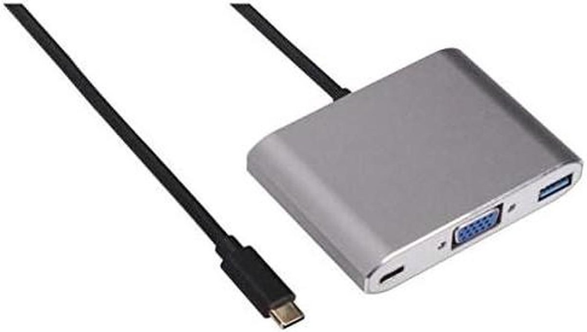 USB-C Adapter - Type-C Converter - Scherm Uitbreiden - Drie Poorten - 10 cm - Zilver