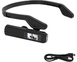 Hoofdbandcamera, 2,7K HD-actiecamera met beeldstabilisatie, groothoeklens, smartphoneconnectiviteit voor tijdens het fietsen, oorhaakbevestiging, multifunctioneel voor dagelijks gebruik.