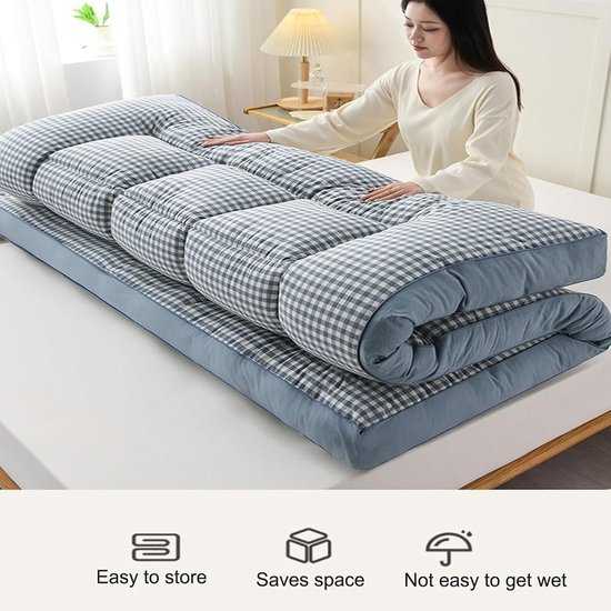 Vouwmatras - Slaapmat - Comfortabel Slapen - Traagschuim Vulling - 90 x 200 cm - Grijs — afbeelding 3