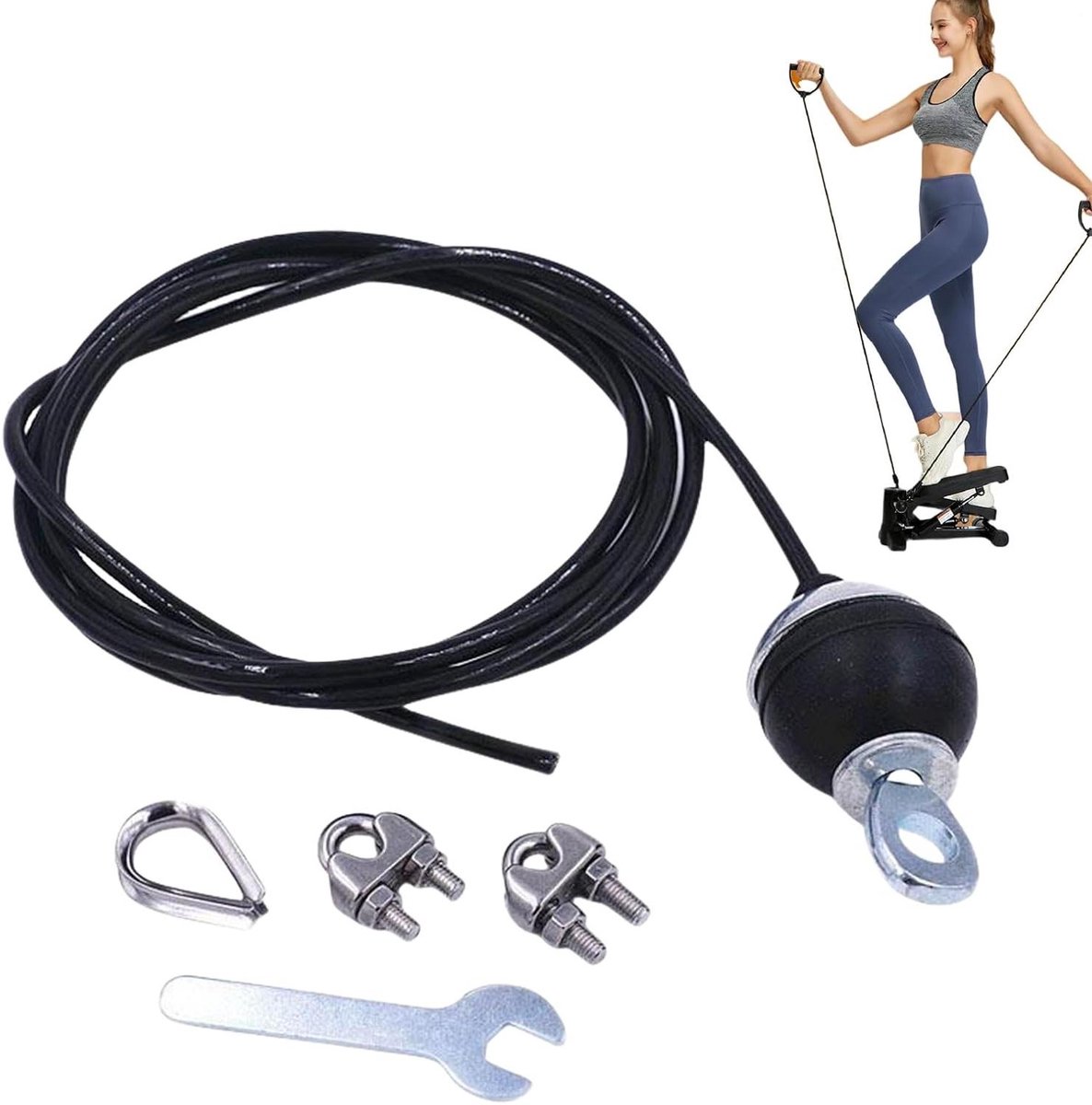 Fitness Katrol Kabel - Vervangende Sport Kabel - Krachttraining Thuis - Hoge Slijtweerstand - Tot 136 kg - Zwart