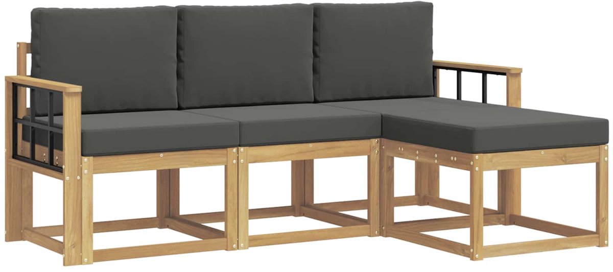 vidaXL Buiten - bank - set - 4 - st - Wit - en - antracietkleurig wit en antracietkleurig