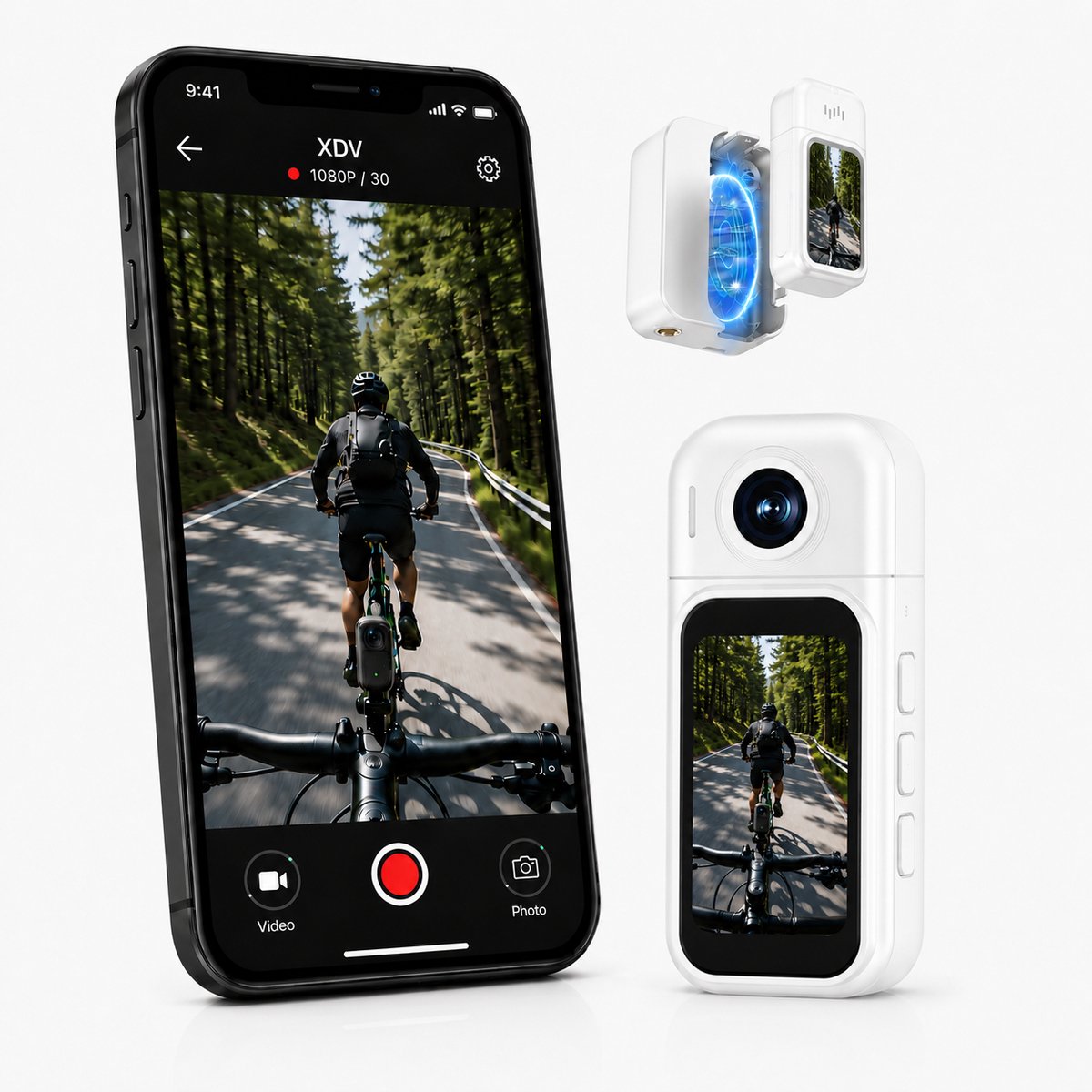1080P Mini Bodycamera met WiFi – Magnetische Draagbare Action Camera met 120° Groothoek, Clipbevestiging, OPnemen Tijdens Opladen & 8 Uur Uithoudingsvermogen Wordt geleverd met oplaadcase – Geschikt voor Fiets, Motor, Huisdieren&Outdoor - Wit