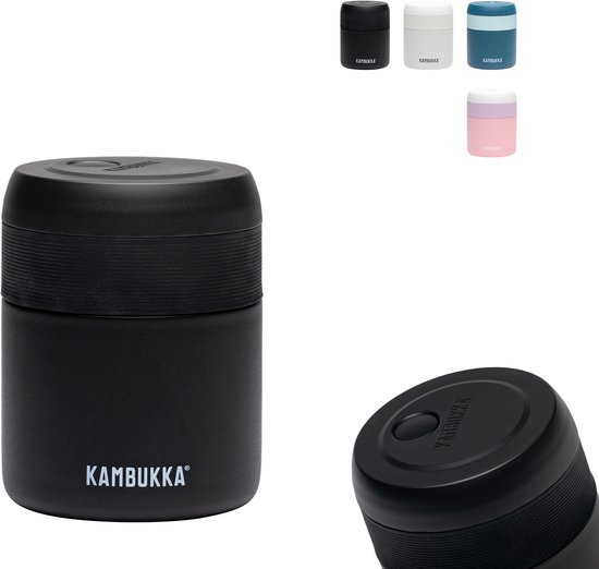 Kambukka Bora - Lunchbox - 600 ml - Voedselcontainer houdt 9 uur warm & 100 % Lekvrij - Matte Black