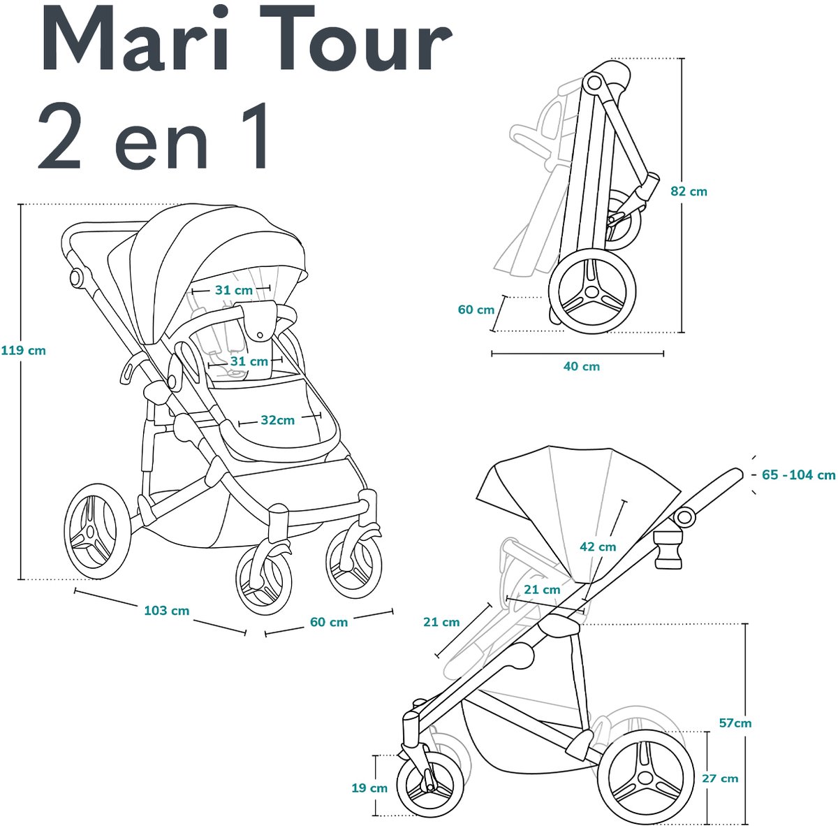 Lionelo Lionelo Mari Tour 2in1 Kinderwagen - afbeelding 4