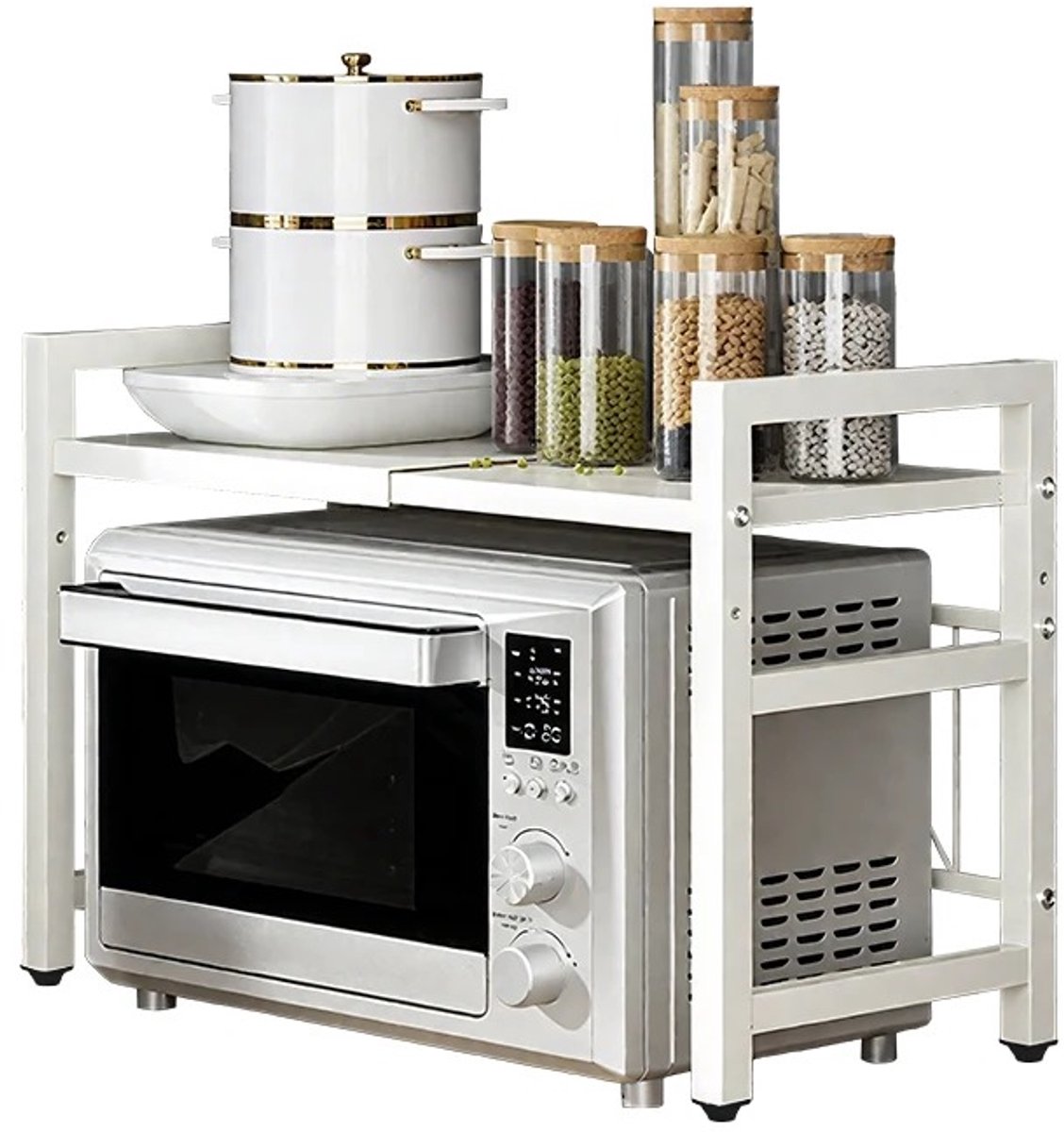 NordHaus Magnetronrek - Keuken Organizer - Uitschuifbare Opbergplank - Vochtbestendig Design - Wit 42-64 cm