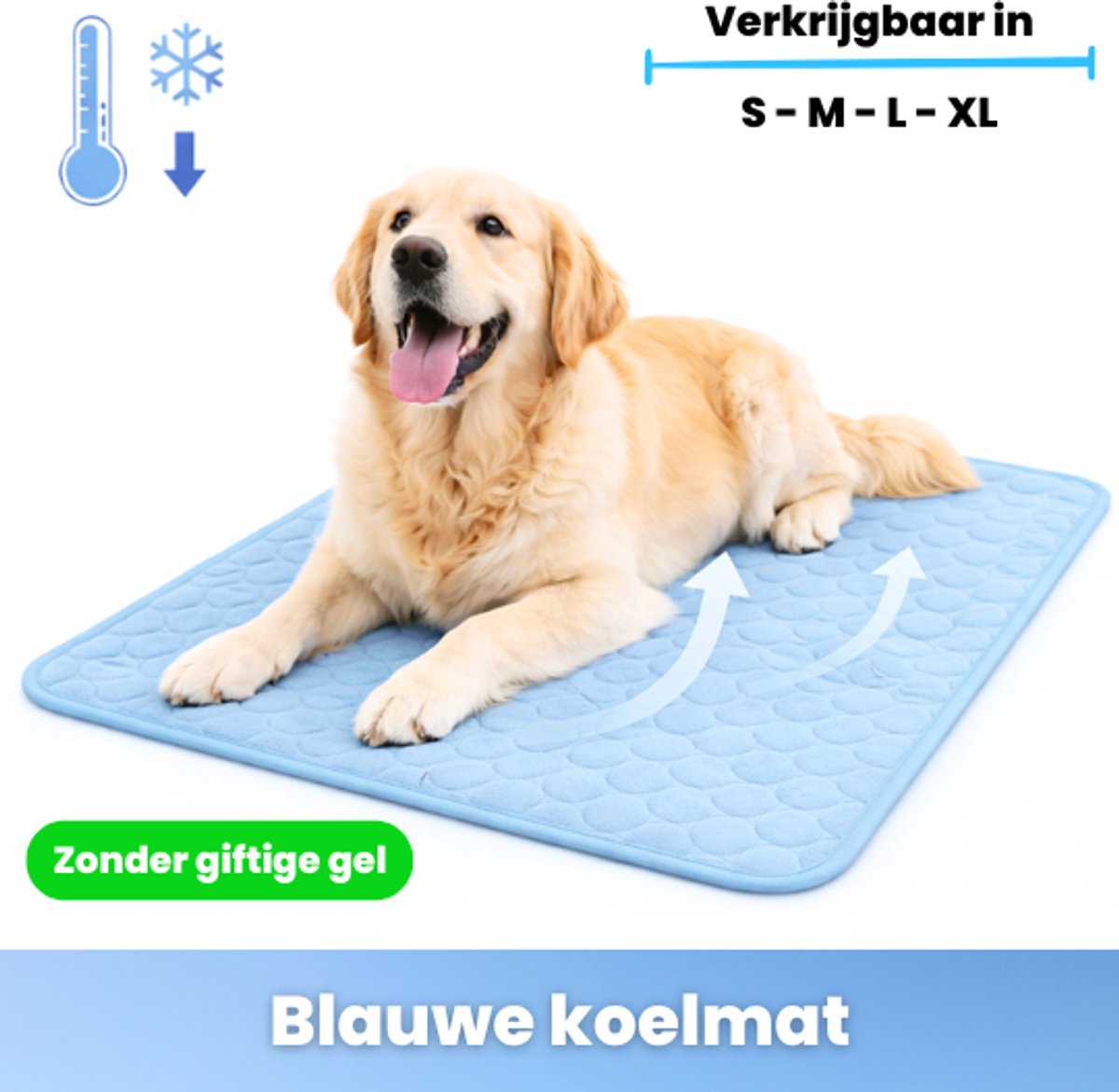 Koelmat Hond & Kat | Blauw S | 50x40 cm | Verkoelingsmat Zonder Giftige Gel | Natuurlijke Koelwerking | Anti-Slip | Wasbaar