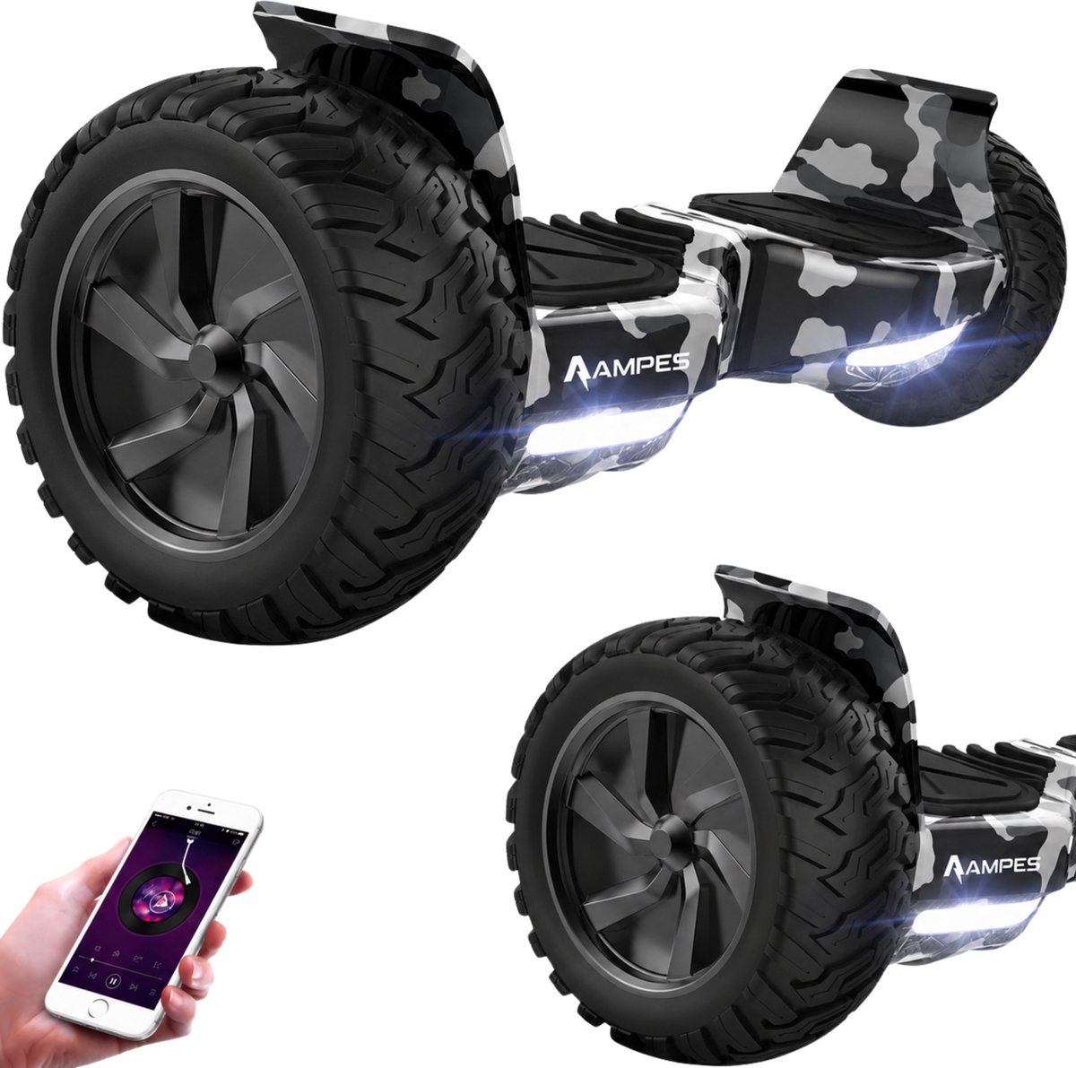 Bol.com Ampes Hoverboard - Off Road Hoverboard - Bluetooth Speaker - 36V 4.0 Ah Accu - Oxboard - 15 km/h - UL2272 Gecertificeerd... aanbieding