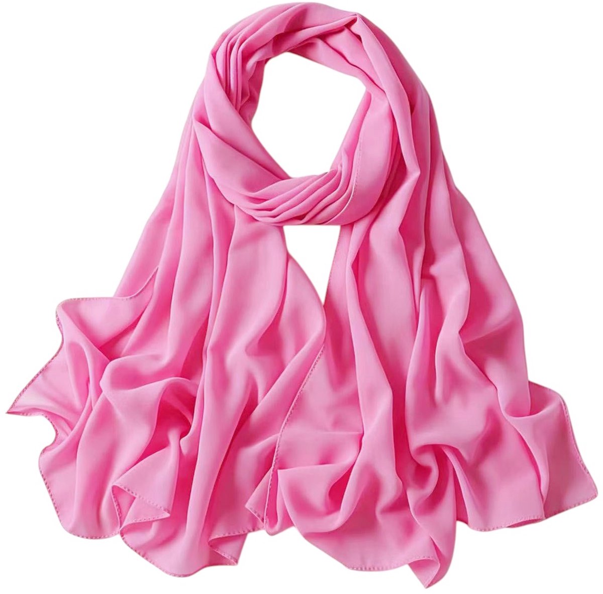Chiffon Sjaal Roze – 180 x 90 cm – Polyester Dames Sjaal – Lange Elegante Omslagdoek – Fashion Favorite