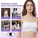 Witte strapless bh, geschikt voor bruiloft, dagje uit, festivals en werk. Kleuren: huidkleurig, zwart, wit.