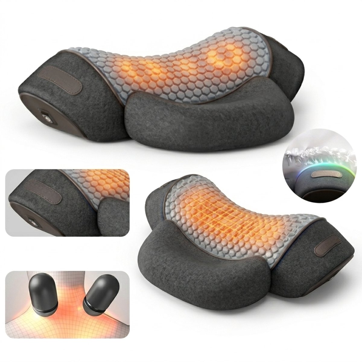 Stervia Nekmassage Kussen - Schoudermassage Kussen - Tractie Massage - Warm Kompres - Cervicale Wervelkolom - Zwart