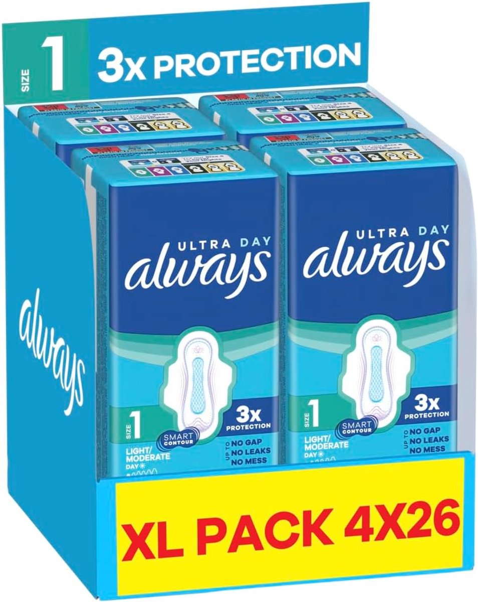 Always ultra day Size 1 Normal Wings XL PACK (104 pads)