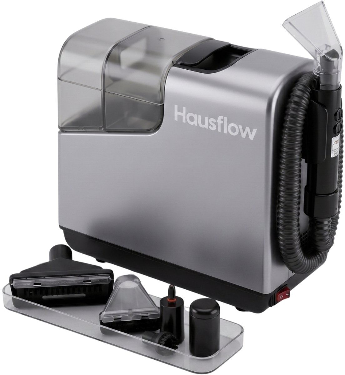 HausFlow® 4-in-1 Tapijtreiniger PRO – Stoomreiniger 100°C – 12.000 PA Zuigkracht – Voor Bank, Tapijt & Auto – Inclusief 6 Opzetstukken