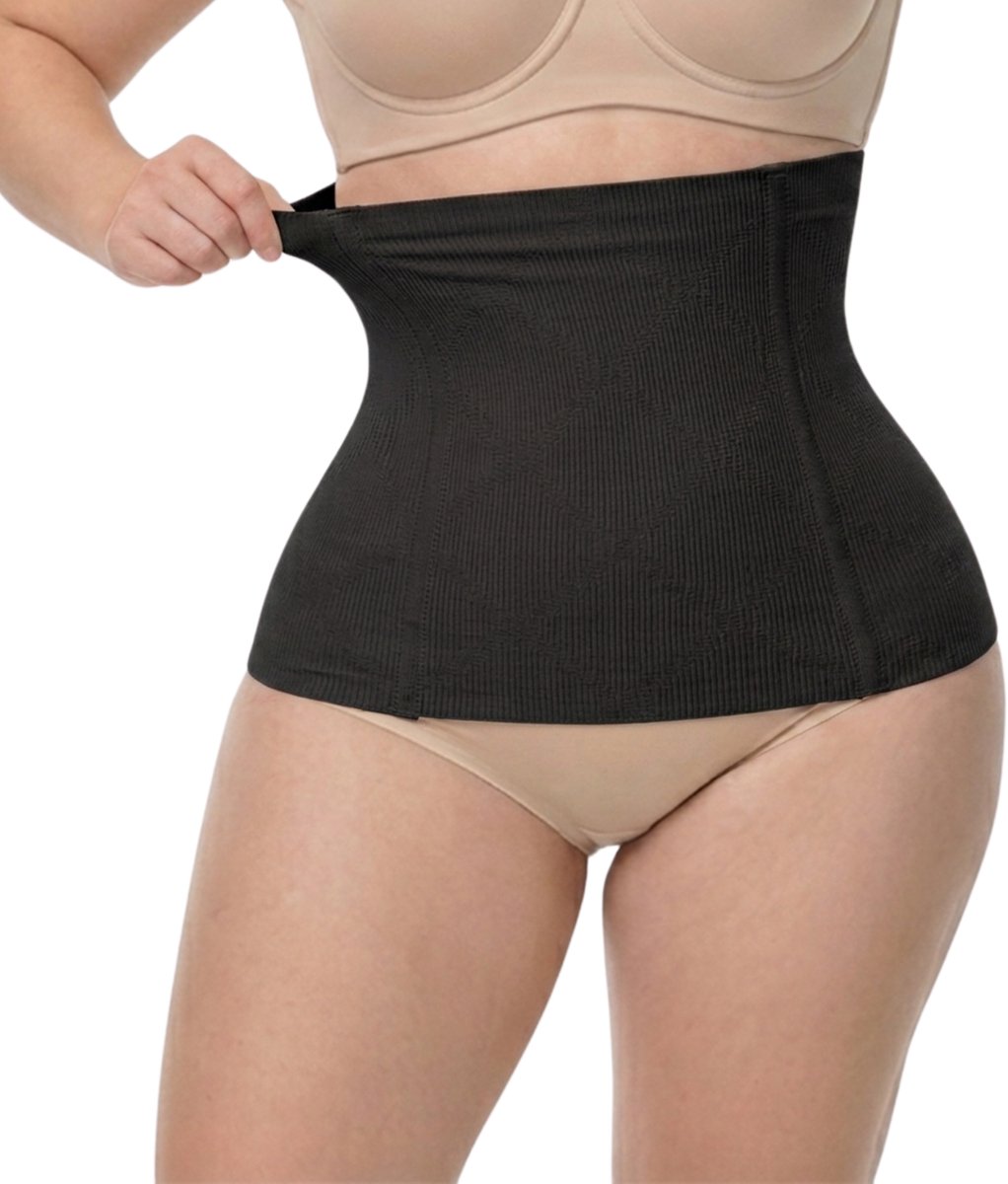 Naadloze Waist Trainer Dames – Maat M – Zwart – Naadloze corrigerende Buikband voor Platte Buik & Smalle Taille - Seamless Waist Shaper - Tummy Control Corset - Onzichtbaar onder Kleding - High Waist Shapewear - Shapetape