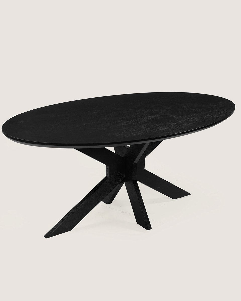 Ovale Eettafel 180 cm Mangohout – Houten Matrix Onderstel – Elegant Chic – 4-5 Personen
