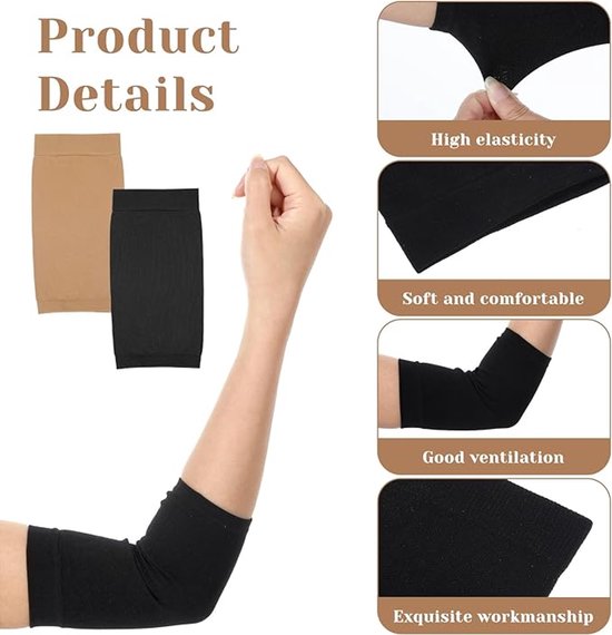 2 paar tatoeage cover-up mouw - onderarm concealer ondersteuning - modieuze mouwen voor vrouwen mannen - tatoeage nazorg UV-bescherming over mouw (zwart, Beige) — afbeelding 4