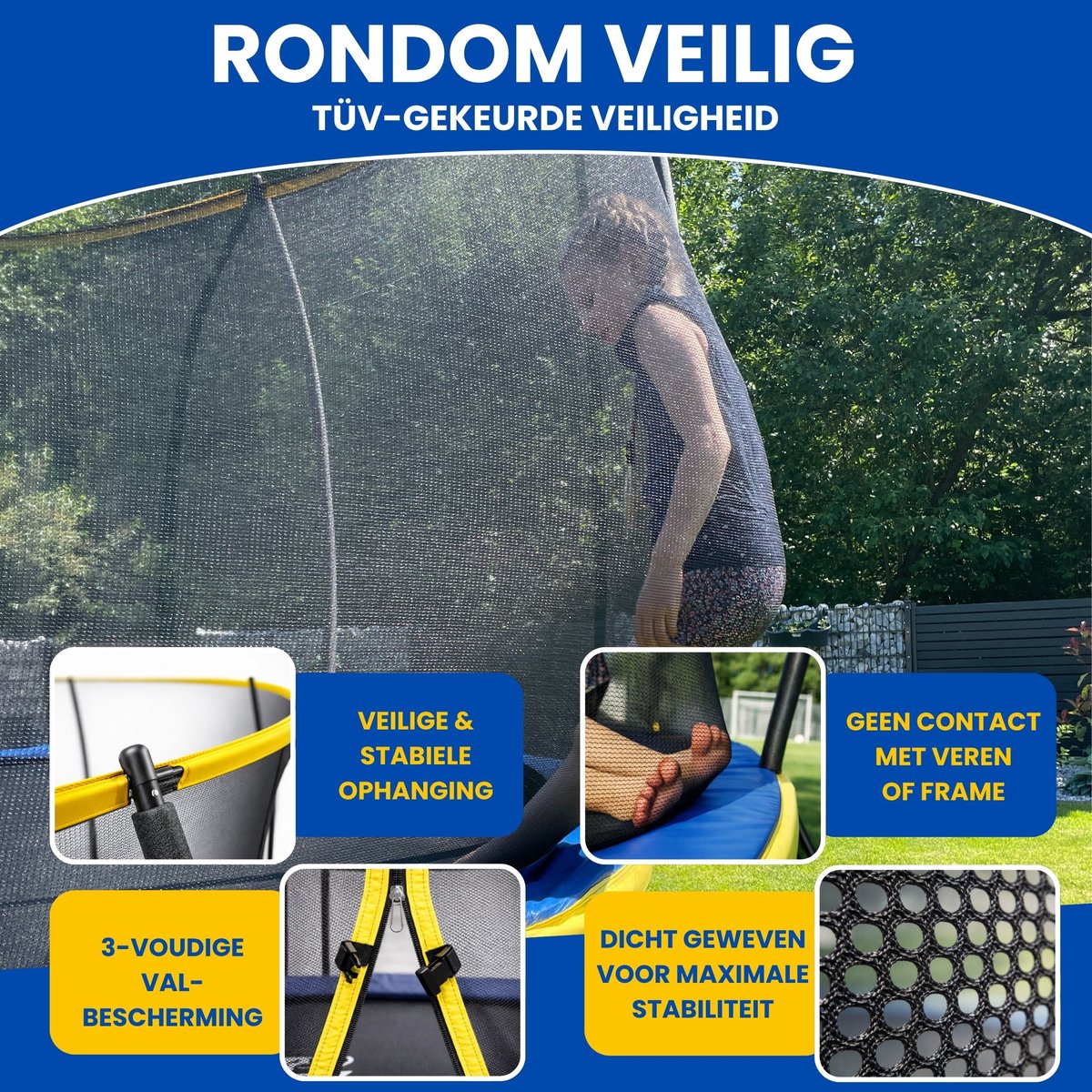 Zero Gravity trampoline Ø 305 cm – kindertrampoline met slim opvouwbaar veiligheidsnet – incl. ladder en grondankers – max. 120 kg - ronde tuintrampoline - Ultima 4 Fun Edition — afbeelding 3