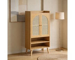 KOMHTOM – Rotan dressoir – 2 rotan deuren en 2 open vakken – Opbergkast / buffet – Houten highboard – Voor hal, woonkamer of keuken – Afmetingen: B60×D40×H121 cm KOMHTOM – Rotan dressoir – 2 rotan deuren en 2 open vakken – Opbergkast / buffet – Houten highboard – Voor hal, woonkamer of keuken – Afmetingen: B60×D40×H121 cm