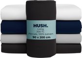 HUSH Living - Hoeslaken Percale - 100% Katoen - 200TC - Extra Fris en Koel - Sterk en Slijtvast - Elastiek Rondom - 90x200+30cm - Antraciet