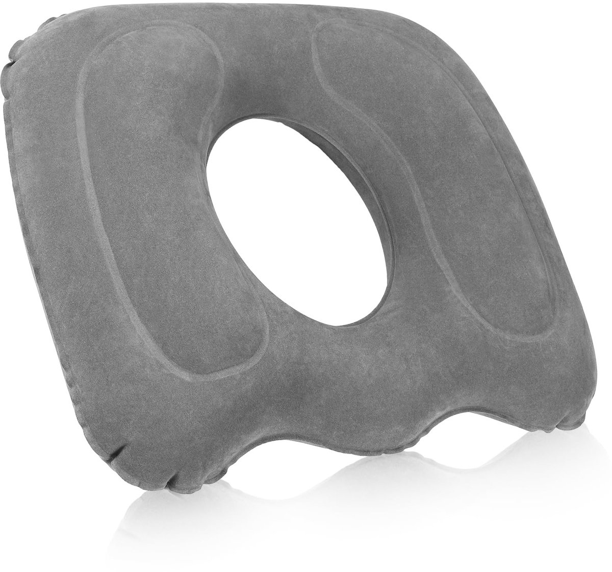 1 Opblaasbaar zitkussen - 46,7 cm x 40,5 cm x 12 cm Draagbaar kussen - Geschikt voor - Auto's - Stoelen - Rolstoelen - Krukjes etc. - Grijs