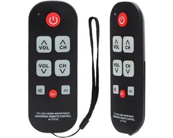 De A-TV10 universele afstandsbediening met grote knoppen is geschikt voor de eerste installatie van tv's van merken zoals LG, Vizio, Sharp, Panasonic, Philips en RCA.
