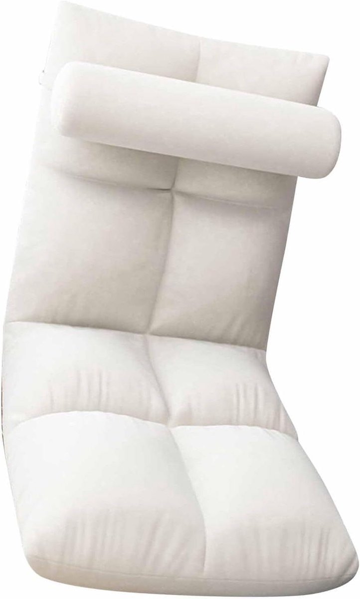 Vouwbank Vloerstoel - Zitbank - Ontspannen Lezen - Verstelbare Rugleuning - 44 x 35 x 15 cm - Wit