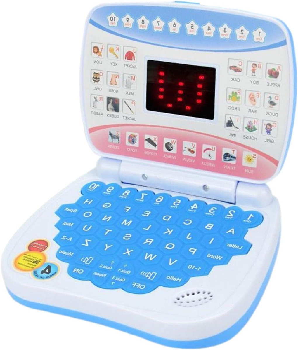 Educatieve Laptop - Speelgoed Computer - Interactief Leren - Muziek Functies - 16.2 x 13.2 cm - Blauw