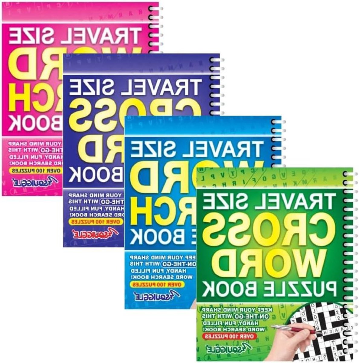 Puzzelboeken Set - Breinbrekers Reizen - Ontspanning Onderweg - Vier Boeken - A5 Formaat - Multikleur
