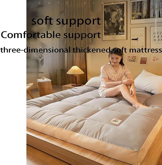 Japanse Futon Matras - Tatami Vloermat - Comfortabel Slapen - Ademend Zacht Materiaal - 90 x 200 cm - Paars — afbeelding 5