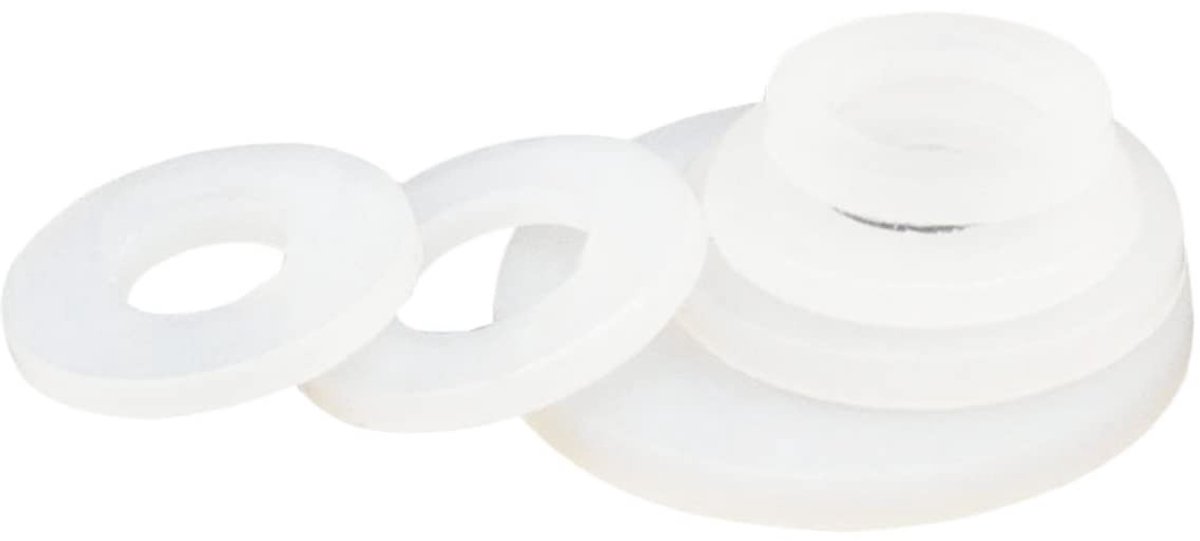 Solidchoice - Dailygoody - Nylon Platte Pakking - Wasringen en Ringen - Hoge temperatuur weerstand - Witte kleur - Isolerende Grommets - Geschikt voor Wasmachine - ...