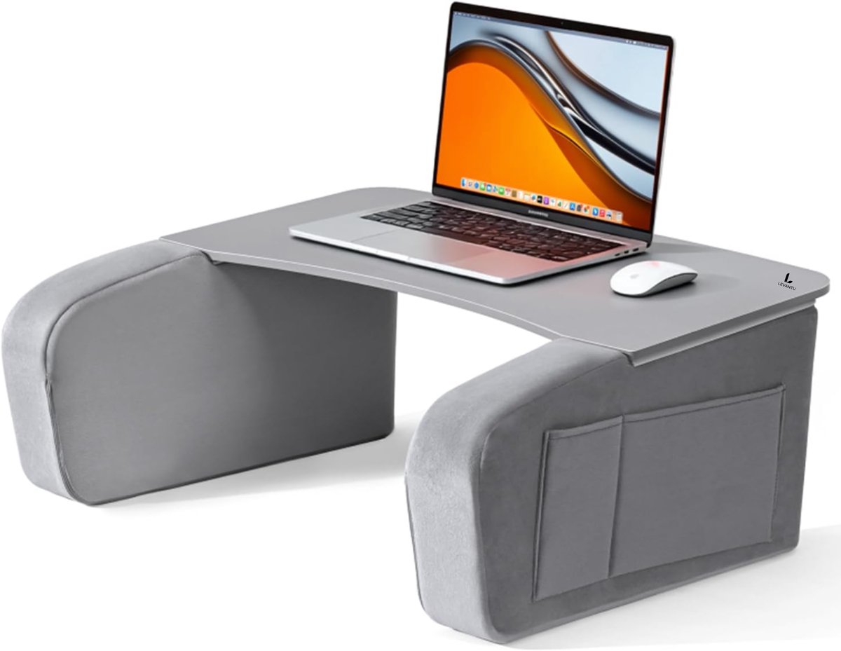 LEVANTU® Bedtafel - Laptoptafel - banktafel - Ontbijttafel - Laptopstandaard - Ergonomish- Grijs