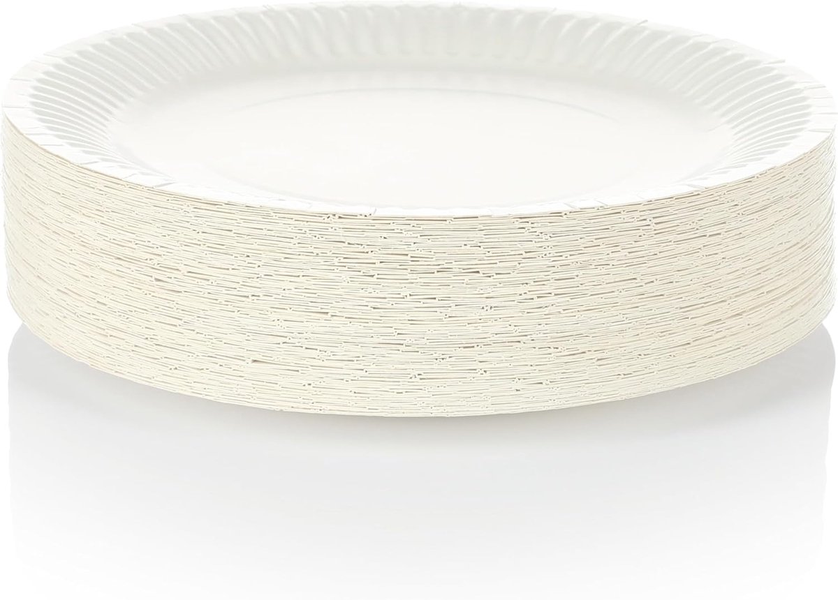 Papieren Borden - Papieren Bord - Gebaksbordjes - Bordjes - Wegwerp borden - Feest/verjaardag/BBQ borden - Dessertbordjes - Papieren Bordjes - Taartborden - Feestborden - Wit - 22,5 cm - 100 Stuks - van Imperatoris