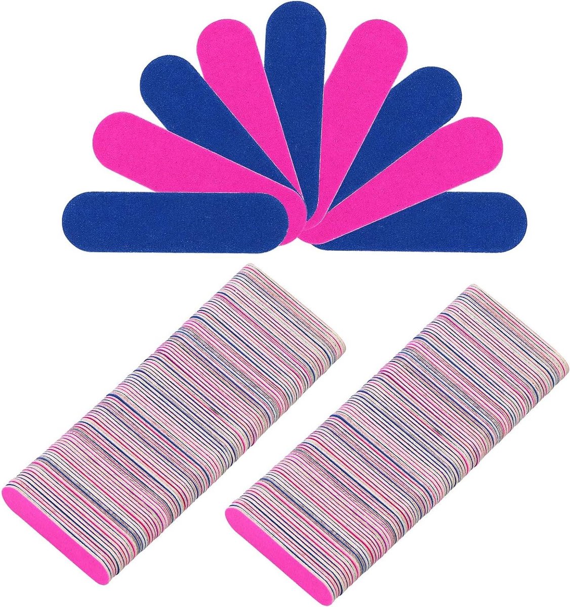 Nagelvijlen - Manicure vijlen - Nagels Vormgeven - Dubbelzijdig Ontwerp - 220 stuks - Blauw