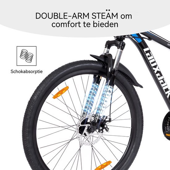 Mountainbike -26 inch - Hardtail mountainbike - 21 Versnellingen - unisex - Shimano Tourney derailleur - schijfremmen - Met schokabsorberende voorvork - Draagvermogen 120 kg - Geschikt 160 cm en langer - blauw — afbeelding 3