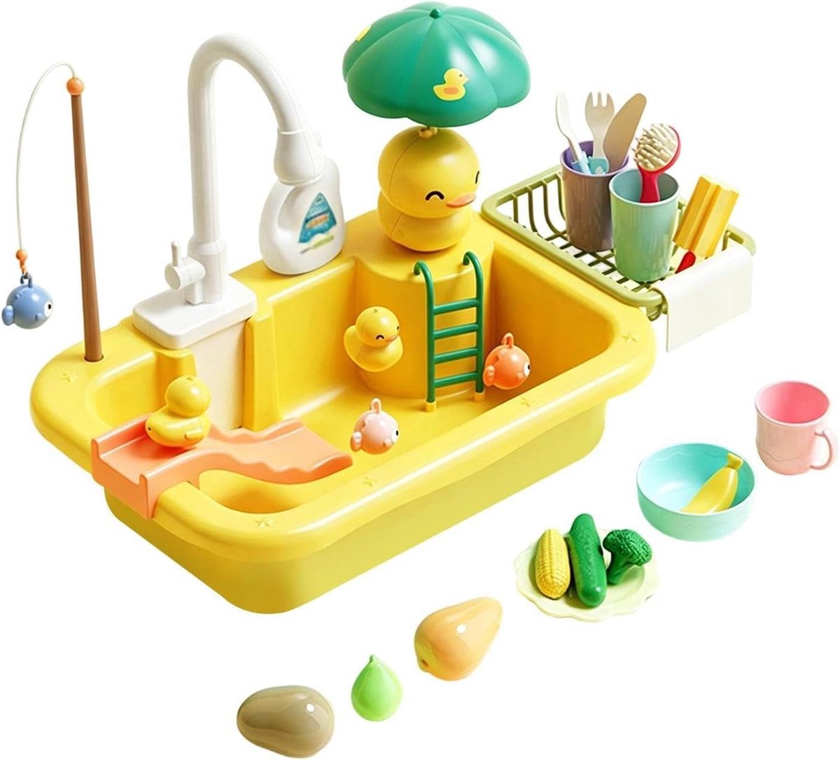 Kinder Watertafel - Zomer Speelgoed - Buiten Spelen - Dynamische Waterpomp - 40 x 12 x 285 cm - Geel