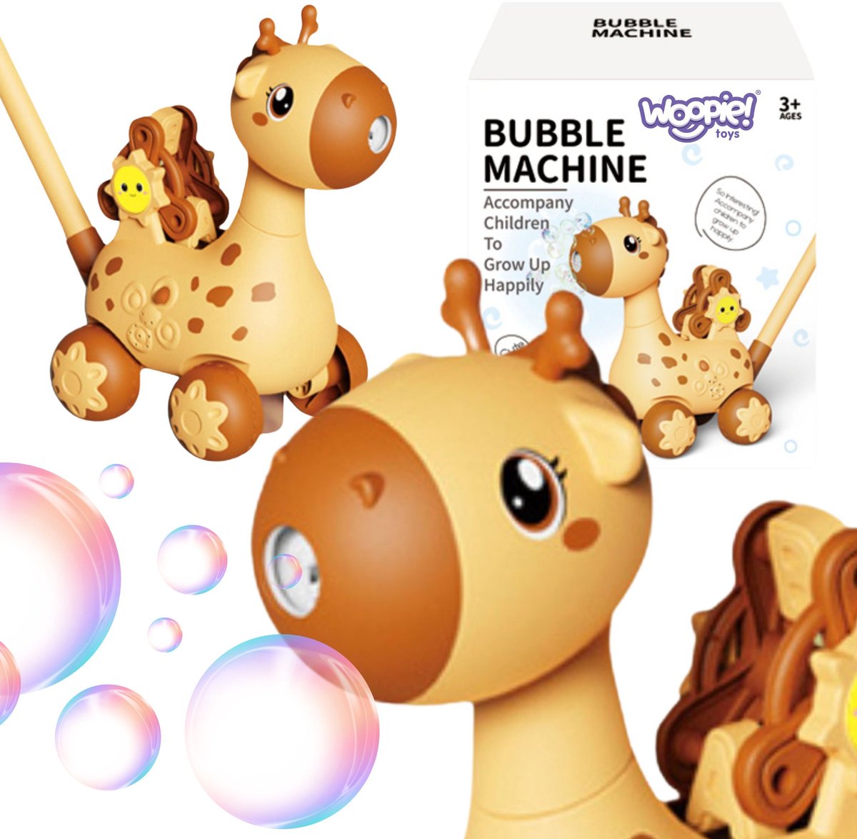WOOPIE - Bubbelmachine - Giraffe - Kinderen - Muziek & Licht - Met Bestuurstok
