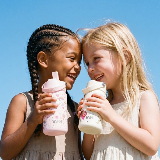 VANN® 3-Wandige Drinkfles en Schoolbeker voor kinderen met rietje in 1 – 400 ML – RVS – Met 4 accessoires – 24 uur koud/12 uur warm – Jungle