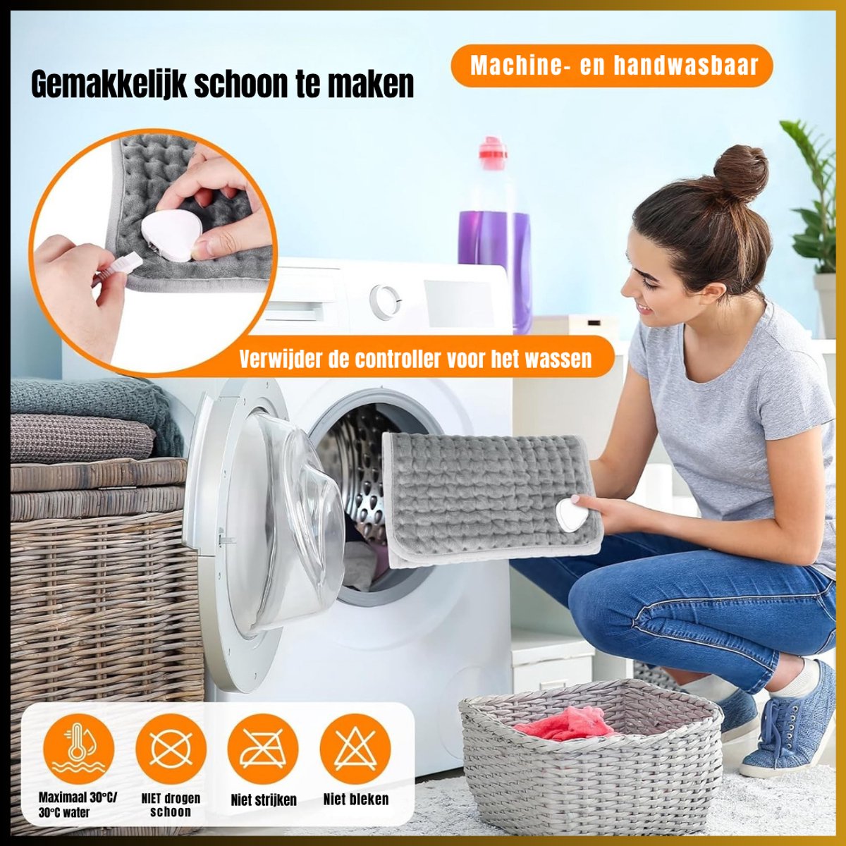 SVN® Warmtekussen Elektrisch - Warmtekussen - Warmtedeken - 9 verwarmingsstanden - Grijs - 60cm x 30cm x 1cm — cadeau in Verzorging - foto 2
