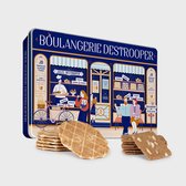 Jules Destrooper Koektrommel met Koekjes 350 g - Koekjestrommel luchtdicht met koekjesmix van Natuurboterwafels en Amandelbrood koekjes voor bij de koffie in bewaarblik - Authentieke koekjespot - Boulangerie