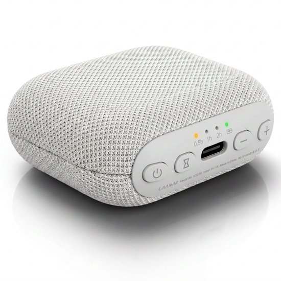 LAANAR® White Noise Machine Baby & Volwassenen – Draagbaar Witte Ruis Apparaat met 20 Geluiden, USB-C Oplaadbaar, 15 Uur Batterij, Timer, 30 Volumes & Koord voor Slapen, Reizen, Kinderwagen