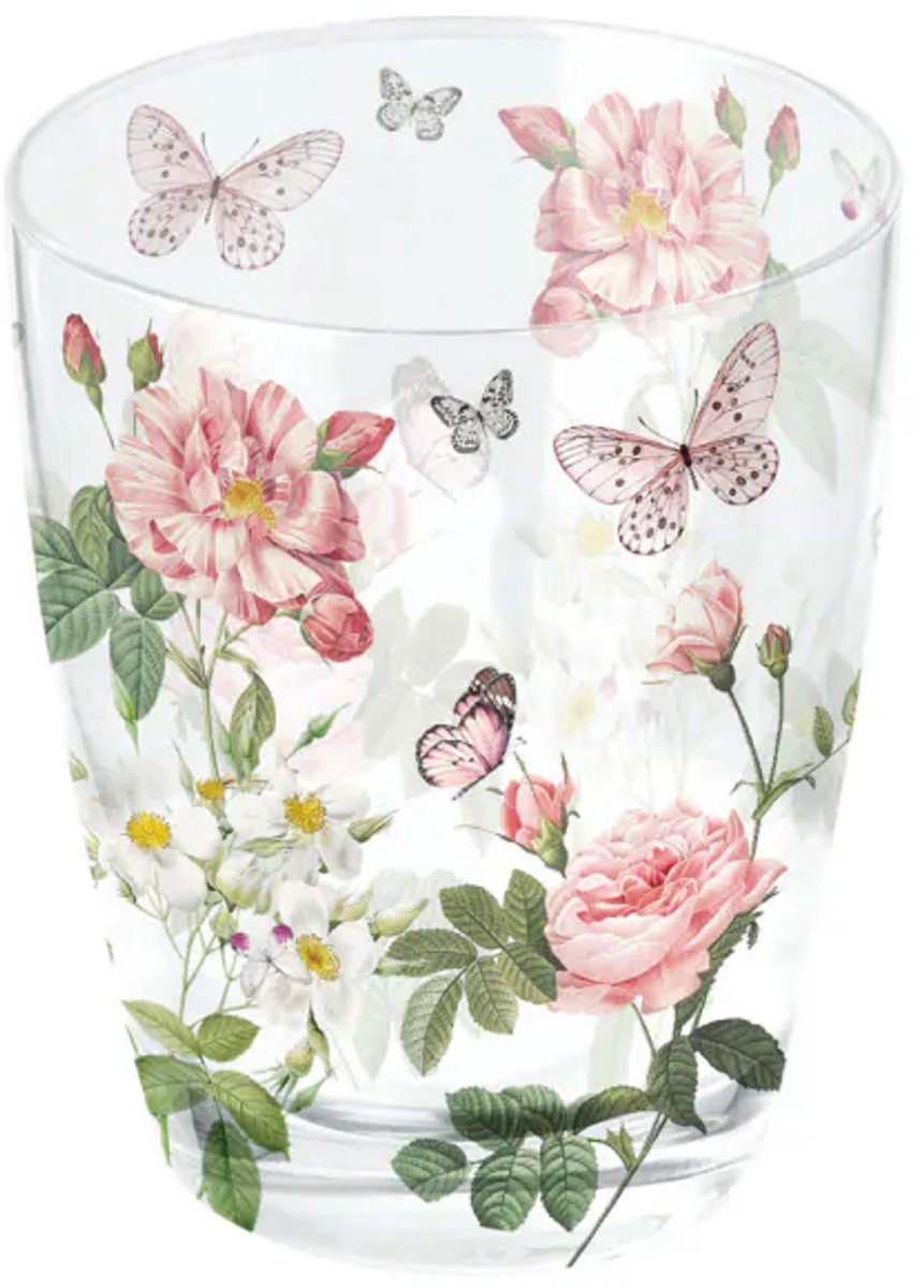 Ambiente Amelia Waterglas 0.25L – Bloemen, Vlinders & Rozen Design set van 6