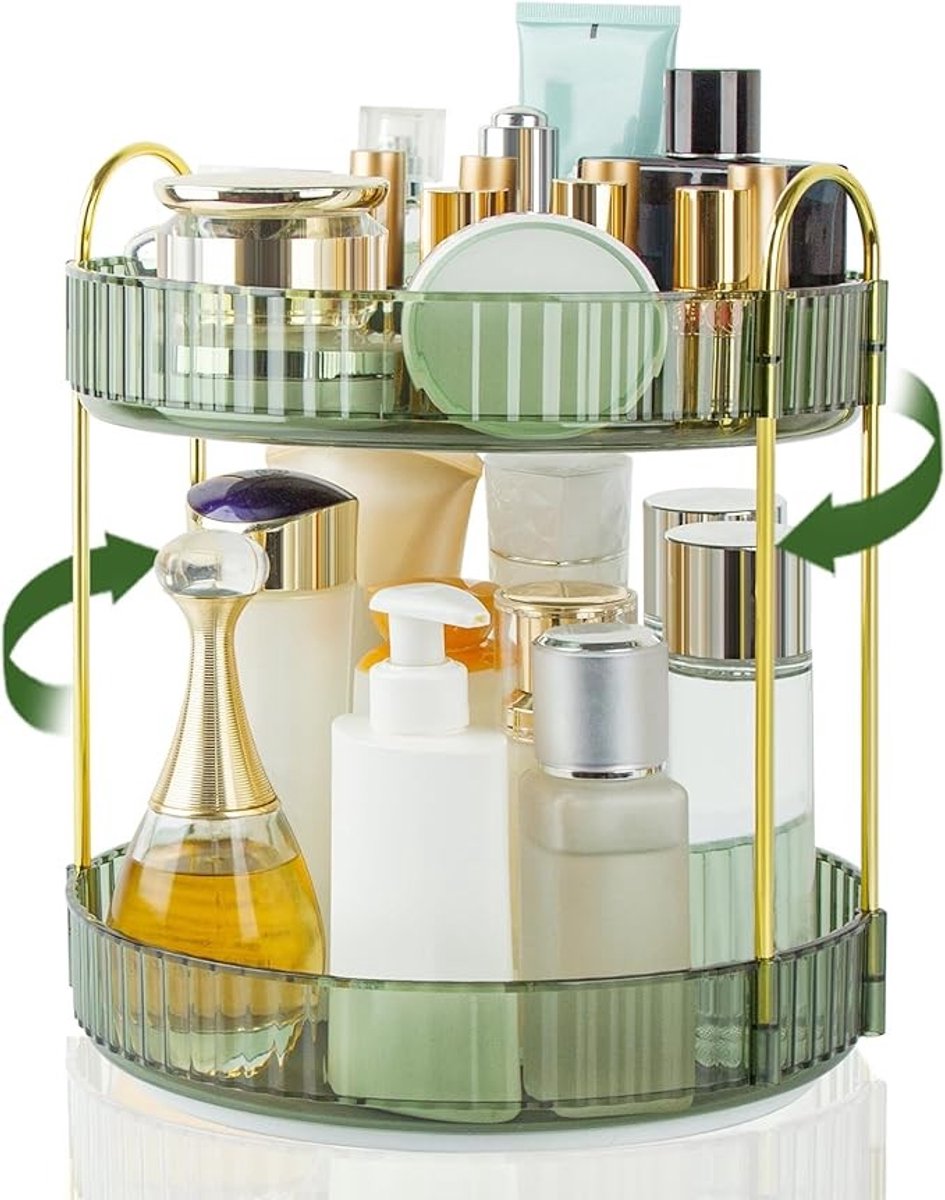 Roterende Make-up Organizer 2-laags - Groen