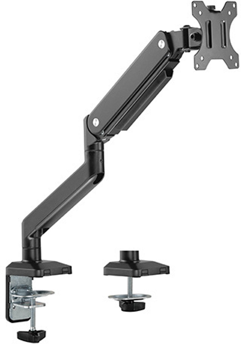 Cavus Monitor Gasveer Arm geschikt voor één 17 - 32 Inch Scherm t/m 10 Kg - Draaibare en kantelbare gasveer arm met 360° rotatie - Eenvoudige bevestiging - Zwart