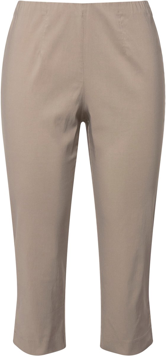Ulla Popken - Dames - Bengalin broek kuitlang elastische tailleband stretch - Cement - Maat 54