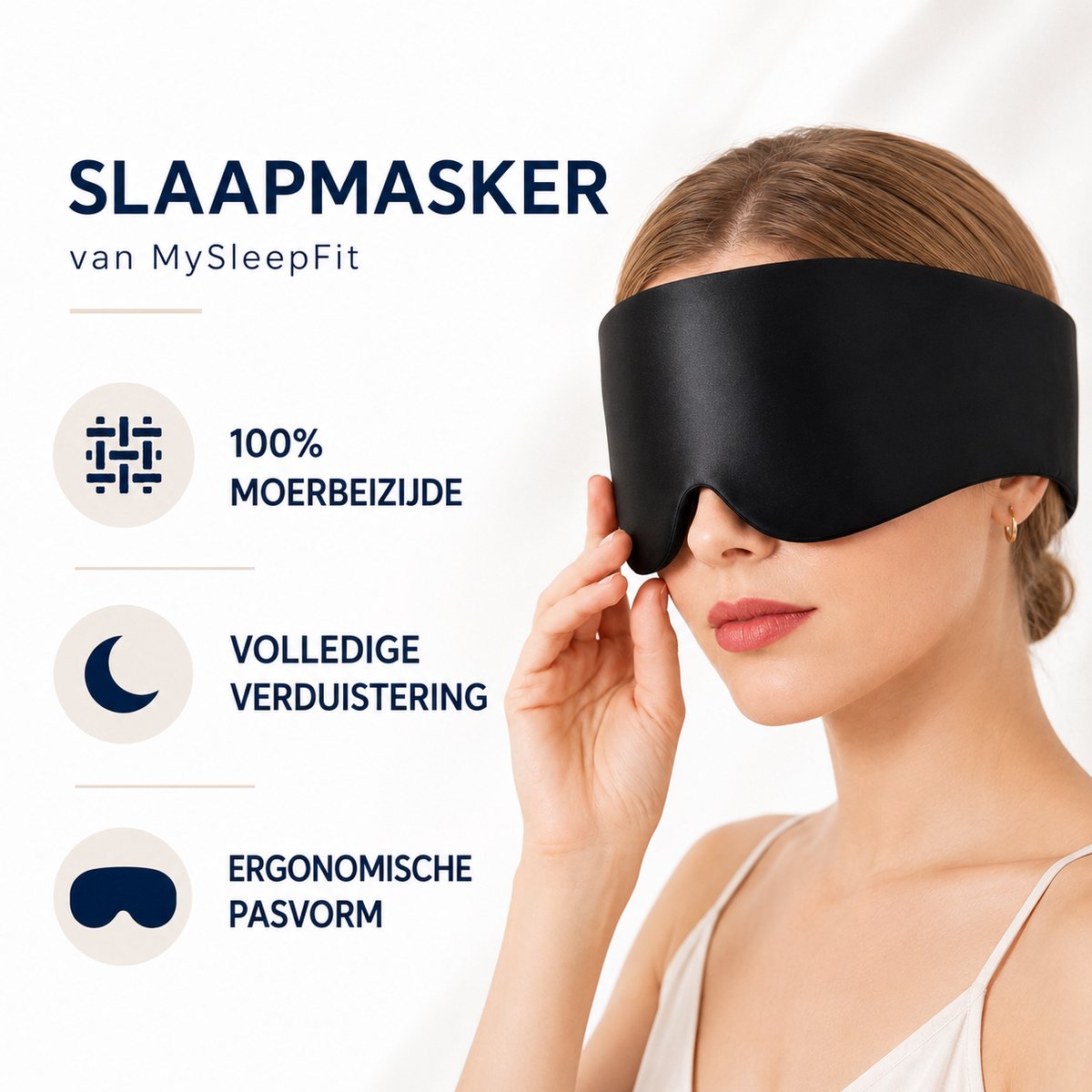 MySleepFit - Premium Zijden Slaapmasker - Silk Sleep Mask - 100% Verduisterend Oogmasker - Zwart - 22 momme 6A Grade Moerbei Zijde - Mulberry Silk — afbeelding 2