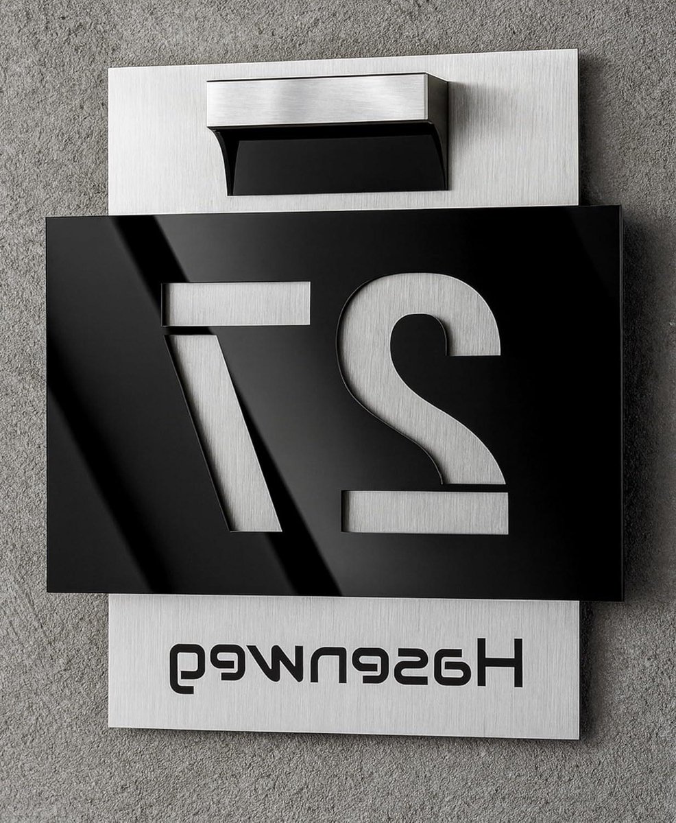 Huisnummer - Adresbord Modern - Huis Identificatie - 3D Effect - 30x45 cm - Zilver Zwart
