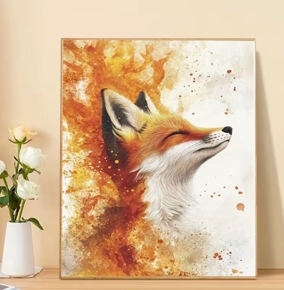 Schilderen op Nummer Vos – Creatief DIY Schilderpakket met Acrylverf – Moderne Dierenkunst op Canvas – 40x50cm