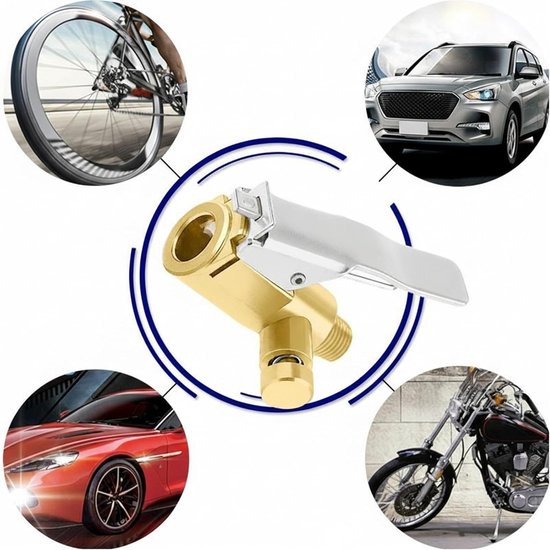 Air Chuck Klem - Inflatie Nozzle - Banden Oppompen - Ingebouwde Deflatie - 10 cm Pakket - Enkele Attribuut — afbeelding 4