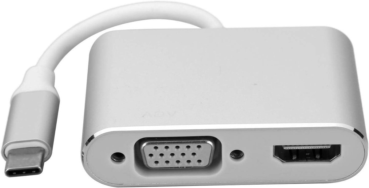 USB C Naar DVI VGA Adapter - Type-C Hub - Scherm Uitbreiden - 4K Resolutie