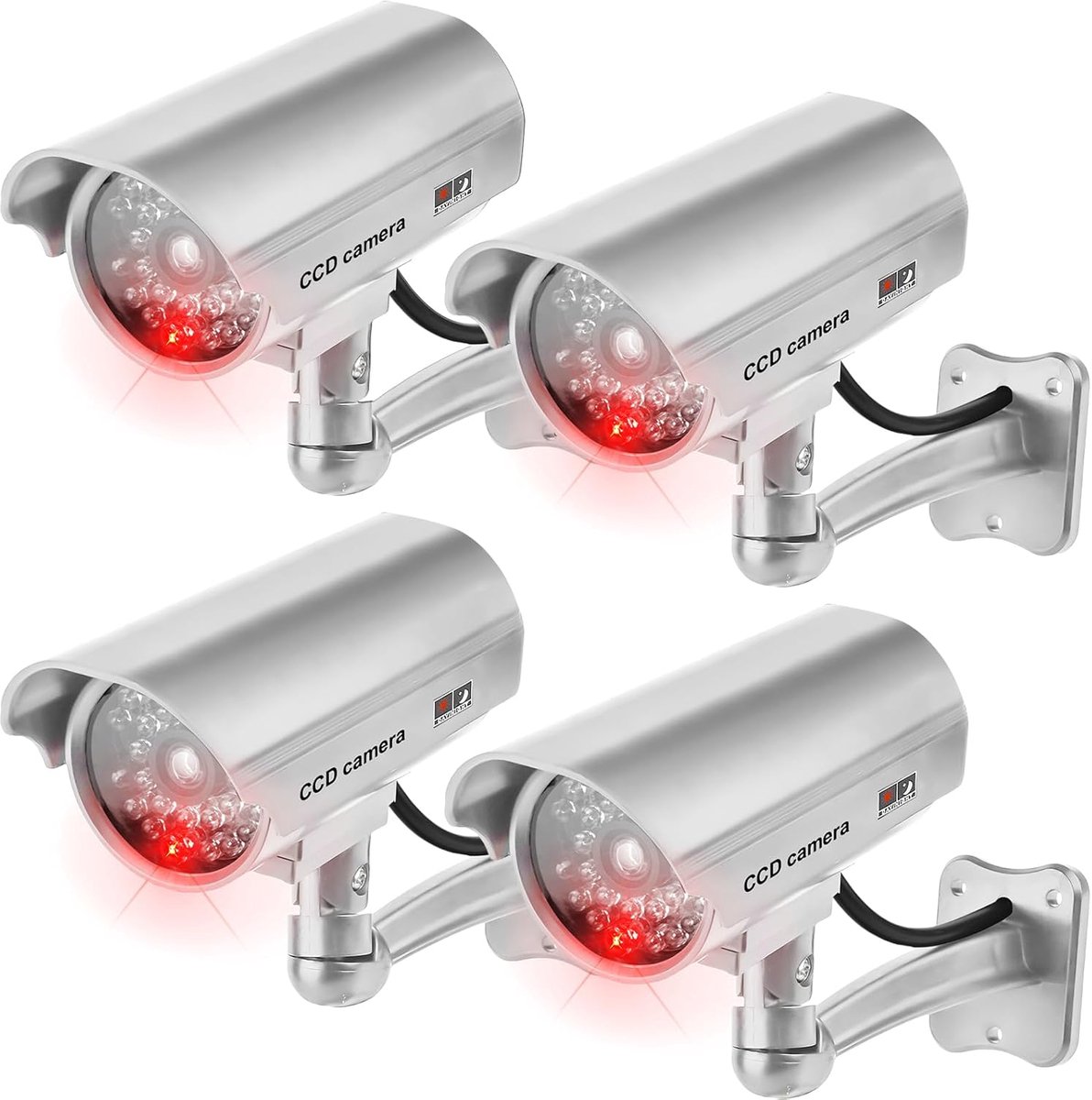 Dummy Camera - Nep Camera - Beveiliging Huis - Knipperende LED - 4 Stuks - Zilver