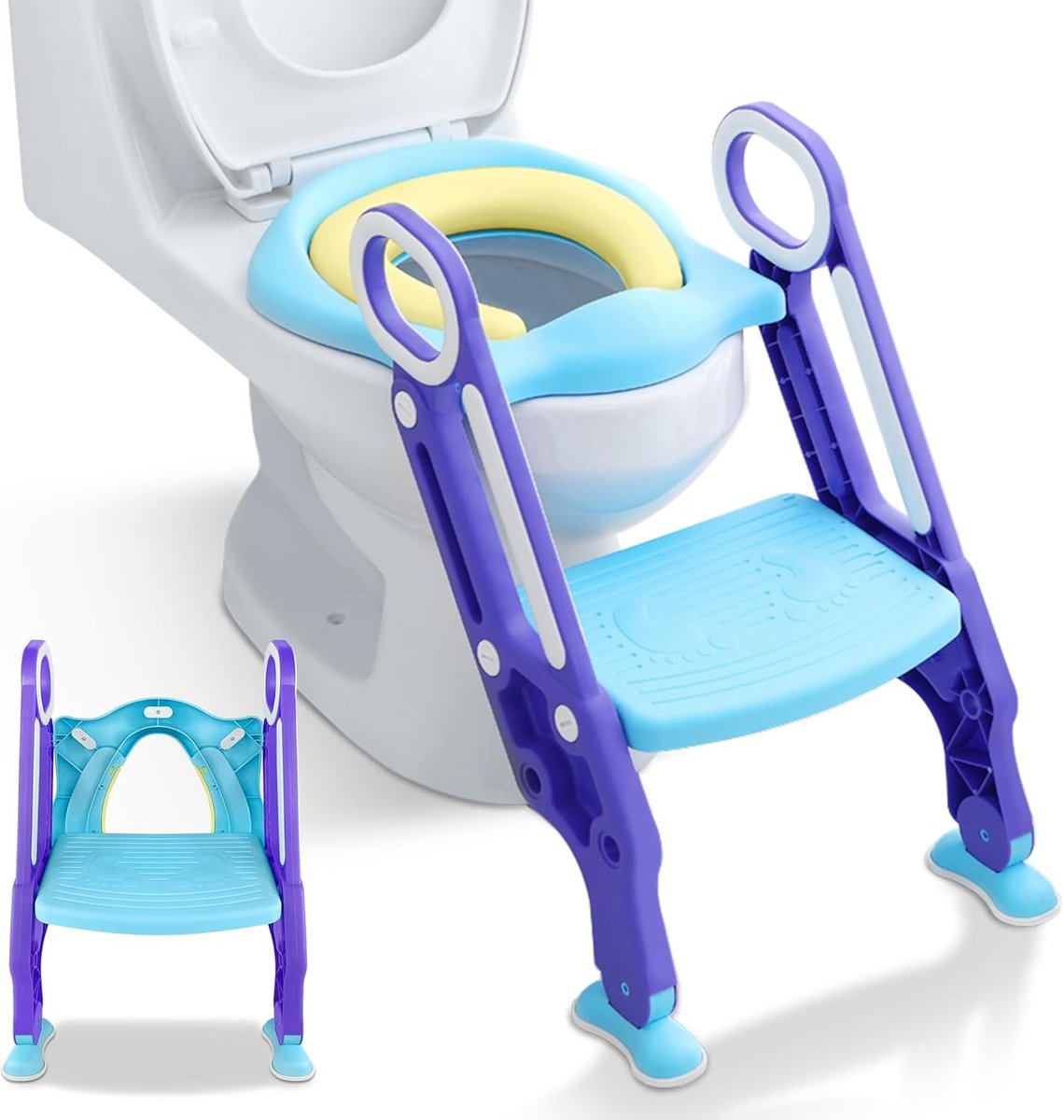 Potty Trainer Kinderen - Toiletstoeltje Baby - Zindelijkheidstraining - Inklapbaar met Leuning - Tot 75 kg - Paars